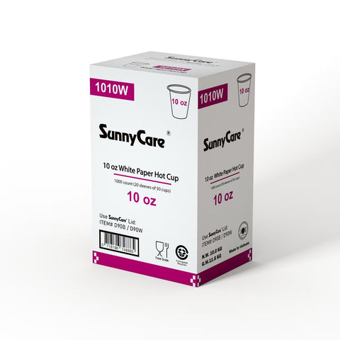 1010W 10oz White Paper Hot Cup (20sleeves of 50cups) 1000Count