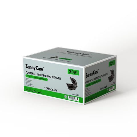 SunnyCare SC91 9" x 9" Black-Colored Take Out Box (1-Compartment) – 200/Case