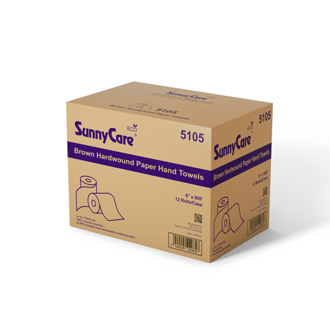 SunnyCare 5105 Brown Hardwound Roll Paper Towels – 12 Rolls/Case