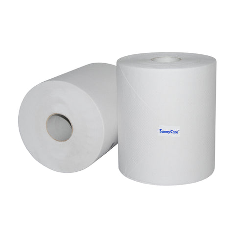 SunnyCare 5102 White Hardwound Roll Paper Towels – 12 Rolls/Case