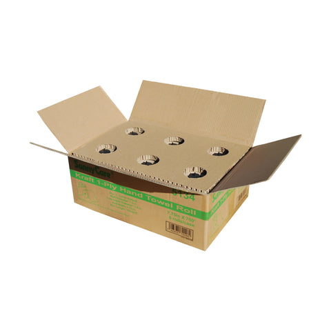 SunnyCare 5134 Kraft 1-Ply Hand Towel Roll, 7.75" x 700', 6 Rolls/Case