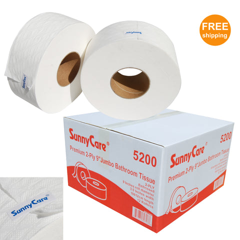 SunnyCare 5200 Premium 2-Ply 9″ Jumbo Bathroom Tissue – 12 Rolls/Case