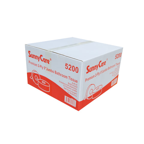 SunnyCare 5200 Premium 2-Ply 9″ Jumbo Bathroom Tissue – 12 Rolls/Case