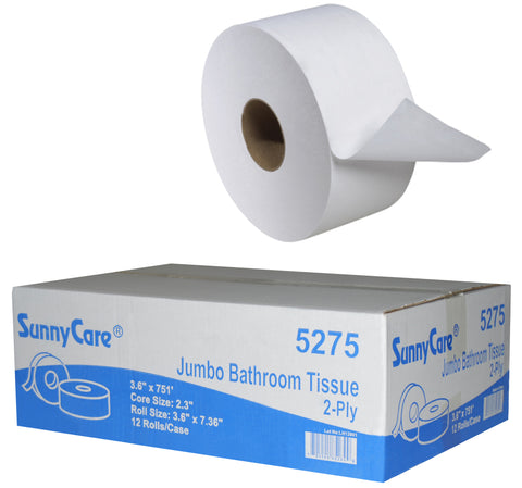 SunnyCare 5275 Jumbo Bathroom Tissue – 2-Ply, 12 Rolls/Case