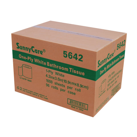 SunnyCare 5642 One-Ply White Bathroom Tissue – 96 Rolls/Case