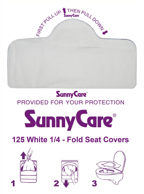 SunnyCare 5820 White 1/4-Fold Toilet Seat Covers – 125 Sheets, Case of 5,000
