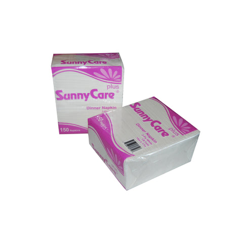 SunnyCare Plus 5900P 2-Ply White Premium Dinner Napkins, 3000 Napkins/Case