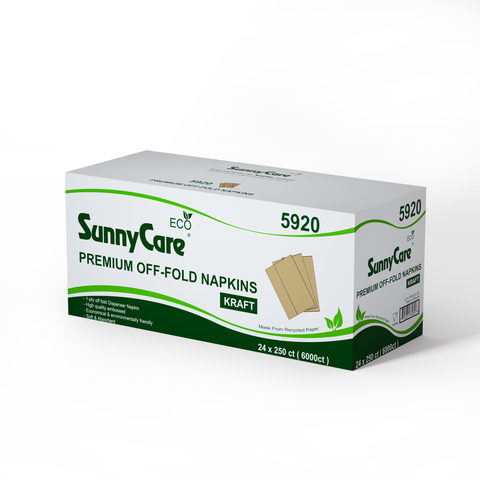SunnyCare 5920 Premium Off-Fold Napkins, Kraft, 24 x 250 Count (6000 Total)