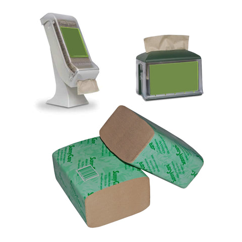 SunnyCare Plus 5960P Brown Premium 2-Ply V-Fold Tabletop Dispenser Napkin 10.25''*6.5'' 250/pk 6000cs