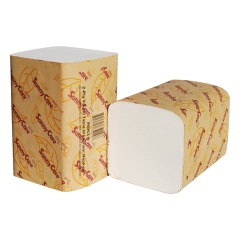 SunnyCare Plus 5963P 2-Ply Premium V-Fold Table Dispenser Napkins, White, 8.2" x 6.3", 6012 Napkins/Case