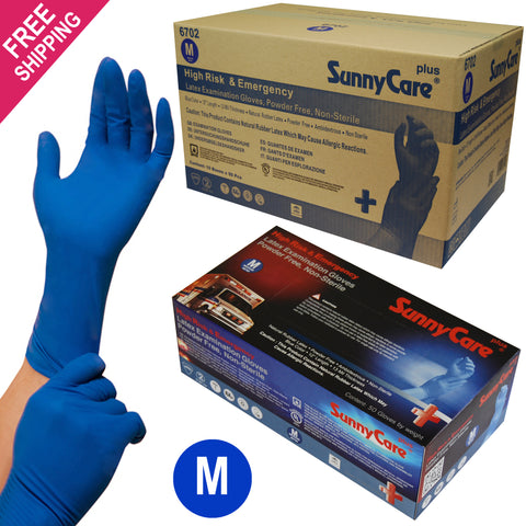 SunnyCare #6702 13mil Latex Disposable Gloves M Powder Free 500 Count