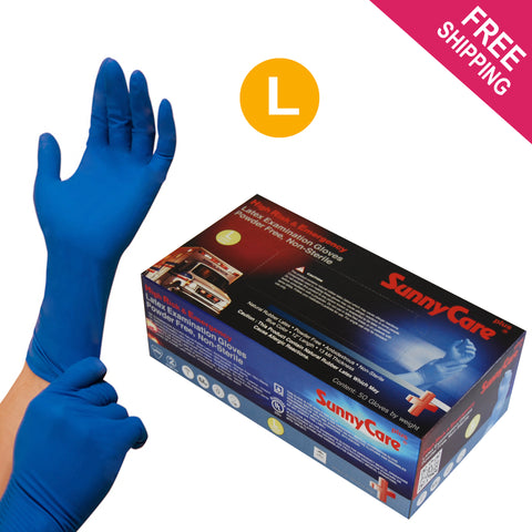 SunnyCare #6703 13mil Latex Disposable Gloves L Powder Free 50 Count