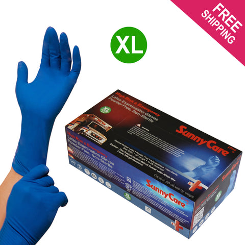 SunnyCare #6704 13mil Latex Disposable Gloves XL Powder Free 50 Count