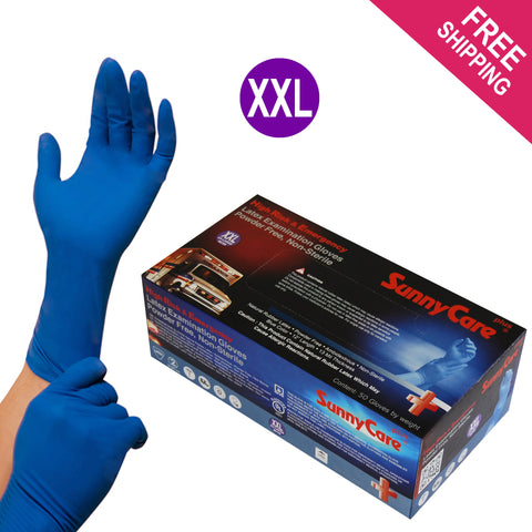 SunnyCare #6705 13mil Latex Disposable Gloves XXL Powder Free 50 Count