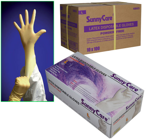 SunnyCare #6803 6.5mil Latex Disposable Gloves L Nitrile Vinyl Free 1000 Count