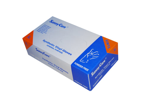 SunnyCare Vinyl Disposable Gloves Powder Free Small Size 7801 - 1000 Count Latex & Nitrile Free