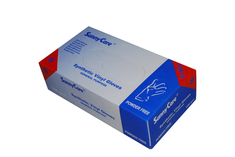 SunnyCare Vinyl Disposable Gloves Powder Free Small Size 7801 - 100 Count Latex & Nitrile Free