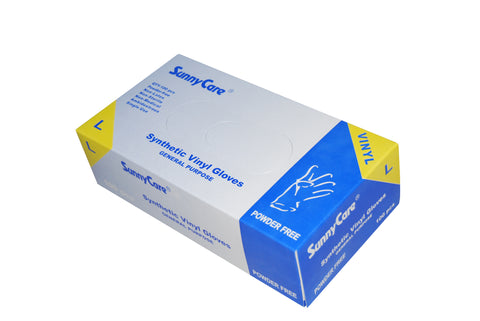 SunnyCare Vinyl Disposable Gloves Powder Free L Size 7803 - 100 Count Latex & Nitrile Free