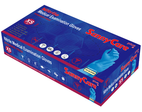 SunnyCare #8200 4.0mil Bule Nitrile Exam Gloves Powder Free XS 100Count