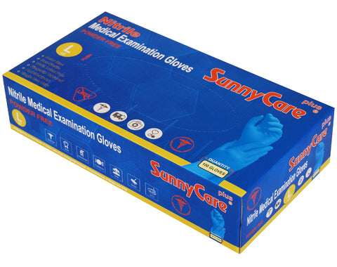 SunnyCare #8203 4.0mil Bule Nitrile Exam Gloves Powder Free L 100Count