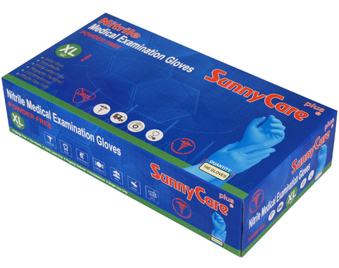 SunnyCare #8204 4.0mil Bule Nitrile Exam Gloves Powder Free XL 100Count