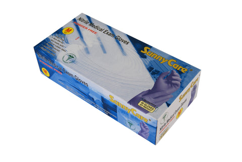 SunnyCare #8702 8.0mil 12'' Blue Nitrile Exam Gloves Powder Free M 50Count