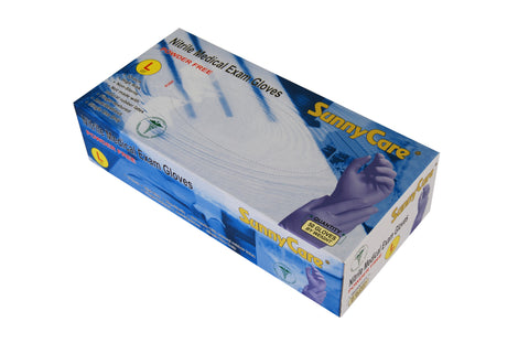 SunnyCare #8703 8.0mil 12'' Blue Nitrile Exam Gloves Powder Free L 50Count