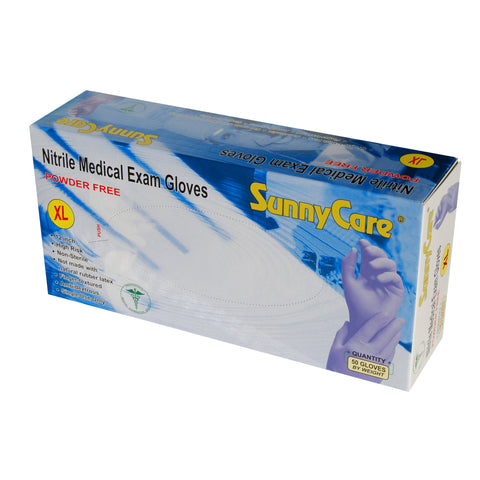 SunnyCare #8704 8.0mil 12'' Blue Nitrile Exam Gloves Powder Free XL 50Count