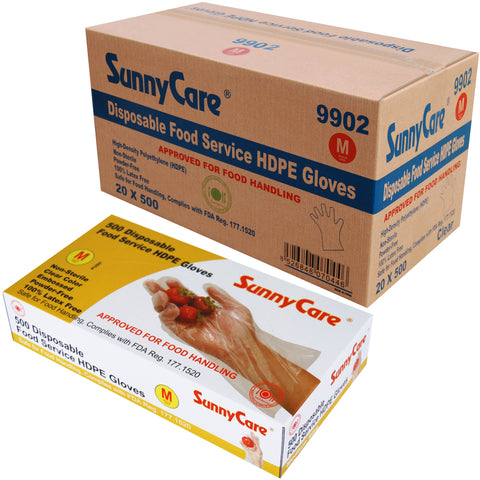 SunnyCare #9802 PCS Clear TPE Food Service Gloves, Powder Free Vinyl Free - M 1000 Count