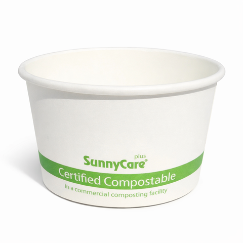 SunnyCare FC-PLA12W 12 oz Paper Soup Container, Compostable, White, 500 Count