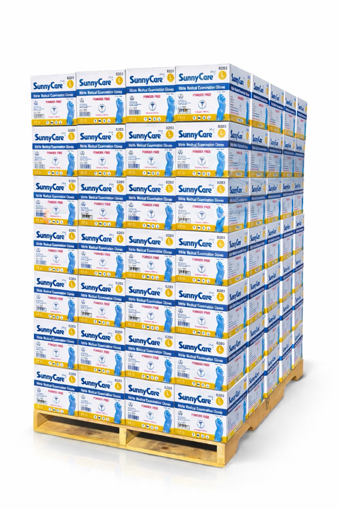 SunnyCare #8203 4.0mil Bule Nitrile Exam Gloves Powder Free L 128 Case Free Shipping