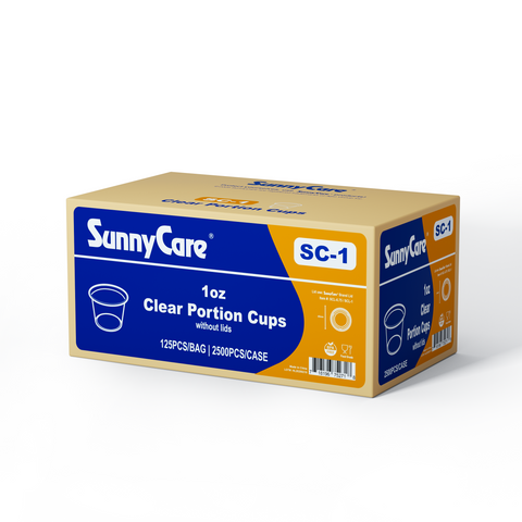 SunnyCare SC-1 1oz Clear Portion Cups (No Lids) – 125/Bag, 2500/Case