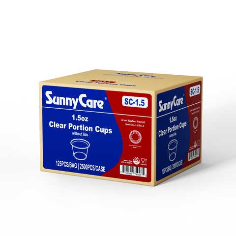 SunnyCare SC-1.5 1.5oz Clear Portion Cups (No Lids) – 125/Bag, 2500/Case