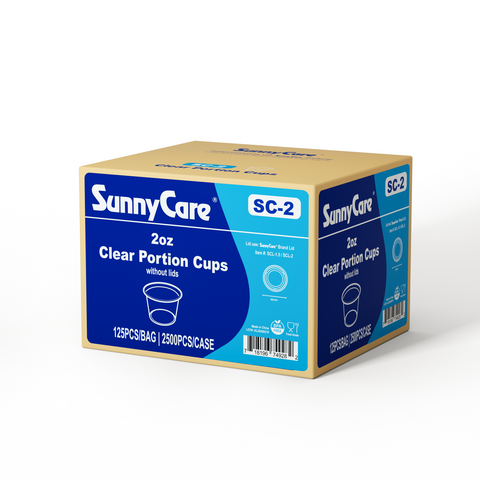 SunnyCare SC-2 2oz Clear Portion Cups (No Lids) – 125/Bag, 2500/Case