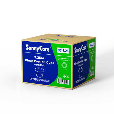 SunnyCare SC-3.25 3.25 oz. Clear Portion Cups without lids 125pcs/bag | 2500pcs/case