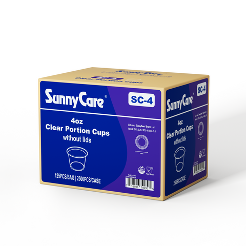 SunnyCare SC-4 4oz Clear Portion Cups (No Lids) – 125/Bag, 2500/Case