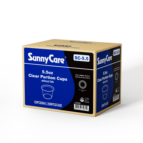 SunnyCare SC-5.5 5.5oz Clear Portion Cups (No Lids) – 125/Bag, 2500/Case