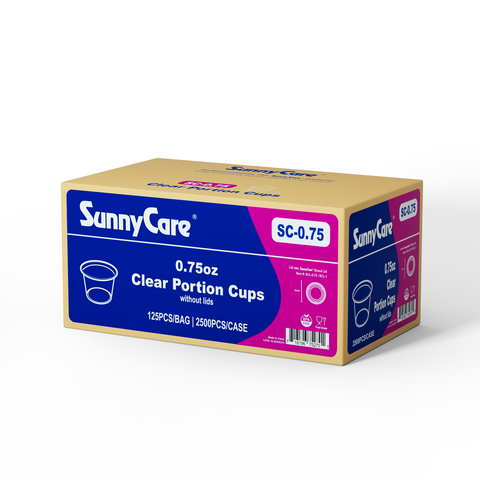 SunnyCare 0.75oz Clear Portion Cups (No Lids) – 125/Bag, 2500/Case