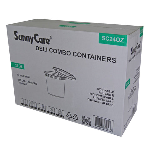 SunnyCare SC24OZ 24oz Deli Combo Containers (Clear Base + Lids) – 250 Sets/Case