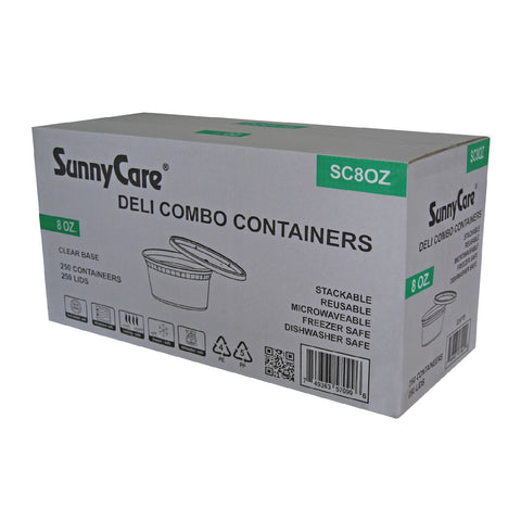SunnyCare SC8OZ 8oz Deli Combo Containers (Clear Base + Lids) – 250 Sets/Case