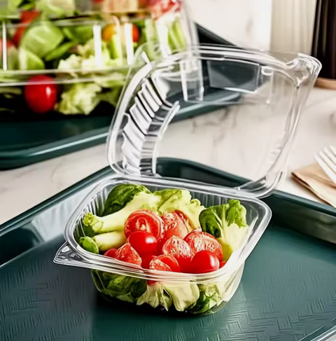 SunnyCare SC61C 6" x 6" Clear PET Hinged Lid Container (1-Compartment) – 250pcs/cs