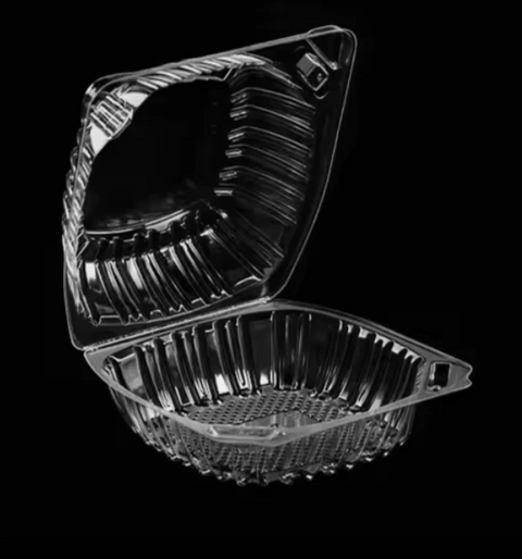 SunnyCare SC61C 6" x 6" Clear PET Hinged Lid Container (1-Compartment) – 250pcs/cs