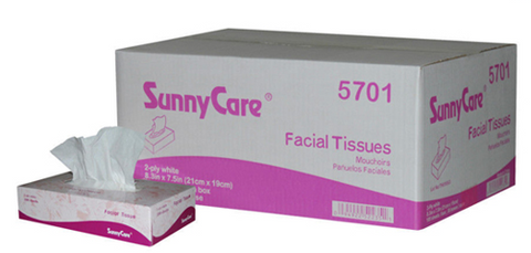 SunnyCare 5701 Facial Tissues – 2-Ply, Flat Box