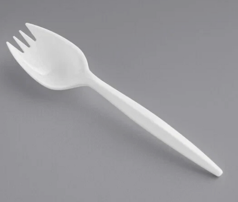 SunnyCare 052W Medium Weight White Plastic Sporks, 1000 Count