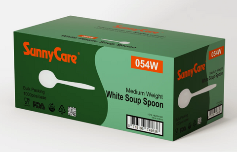 SunnyCare 054W Medium Weight White Soup Spoons, 1000 Count