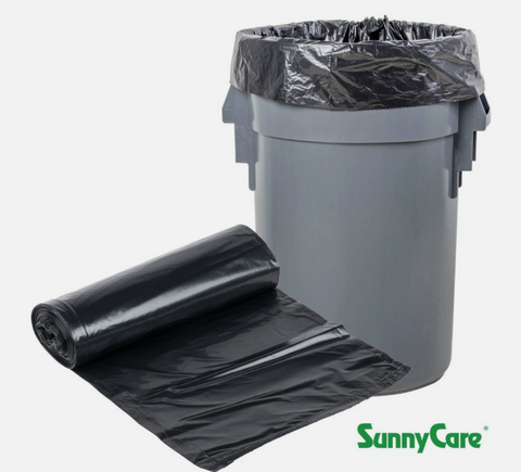 SunnyCare 366017 Low Density Can Liners, 55 Gallon, 1.5 Mil, 36″ × 58″, Black, Heavy Duty Trash Bags, 100 Bags/Case