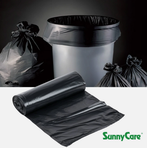 SunnyCare 404615B Low Density Can Liners, 45 Gallon, 1.5 Mil, 40″ × 46″, Black, Heavy-Duty Trash Bags, 100 Bags/Case
