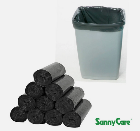 SunnyCare 243208B Low Density Can Liners, 12–16 Gallon, 0.8 Mil, 24″ × 32″, Black, Trash Bags, 500 Bags/Case