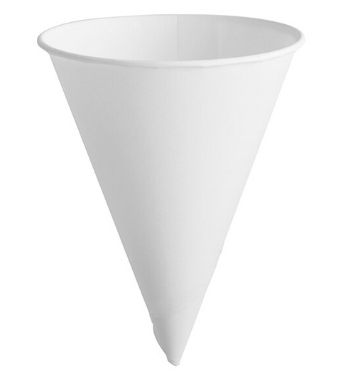 PCC4500 Paper Cone Cups 4.5oz White Color Roll Rim 200/pk 25pk/cs 1000Count (Copy)
