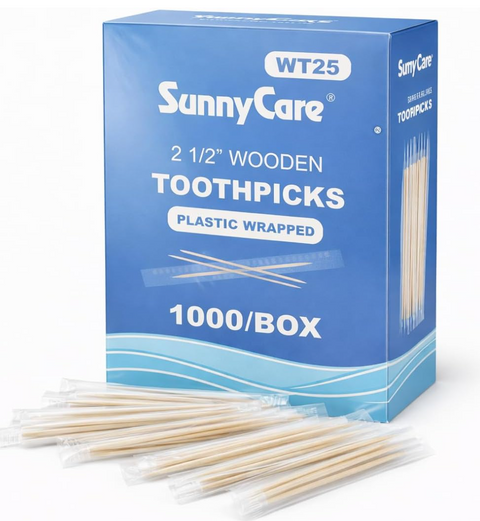 WT25 2 1/2'' Wooden Toothpicks (Plastic Wrapped) 1000box